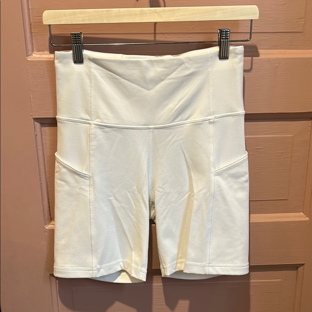 Women's White Bike Shorts with pockets
